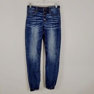 Daytrip Exposed Button Fly High Rise‎ Lynx Skinny Distressed Shark Bite Ankle...